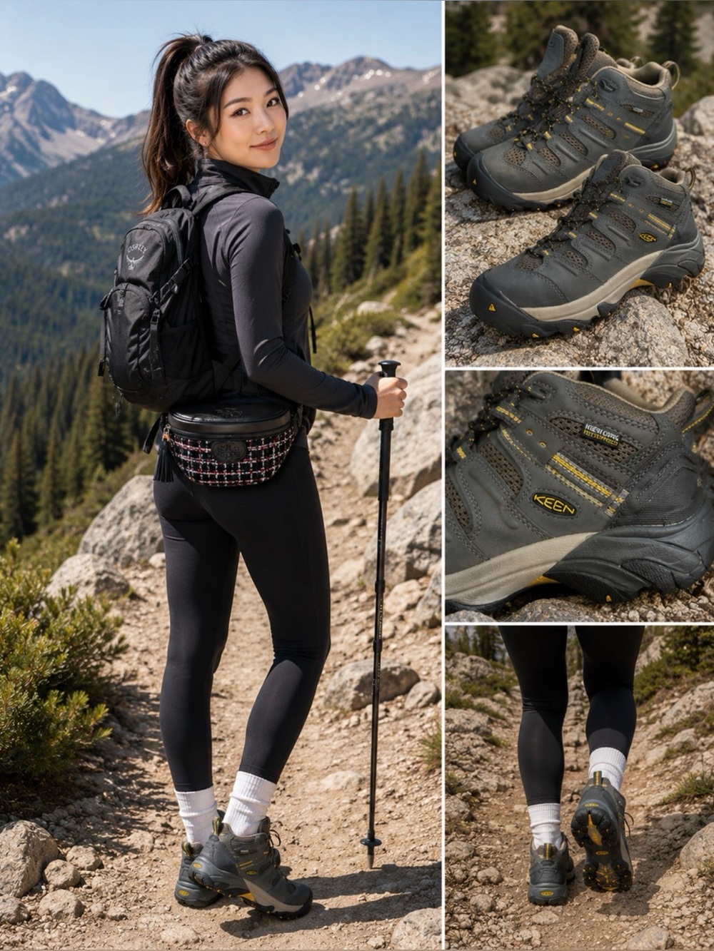 Keen gray hiking shoes with yellow accents